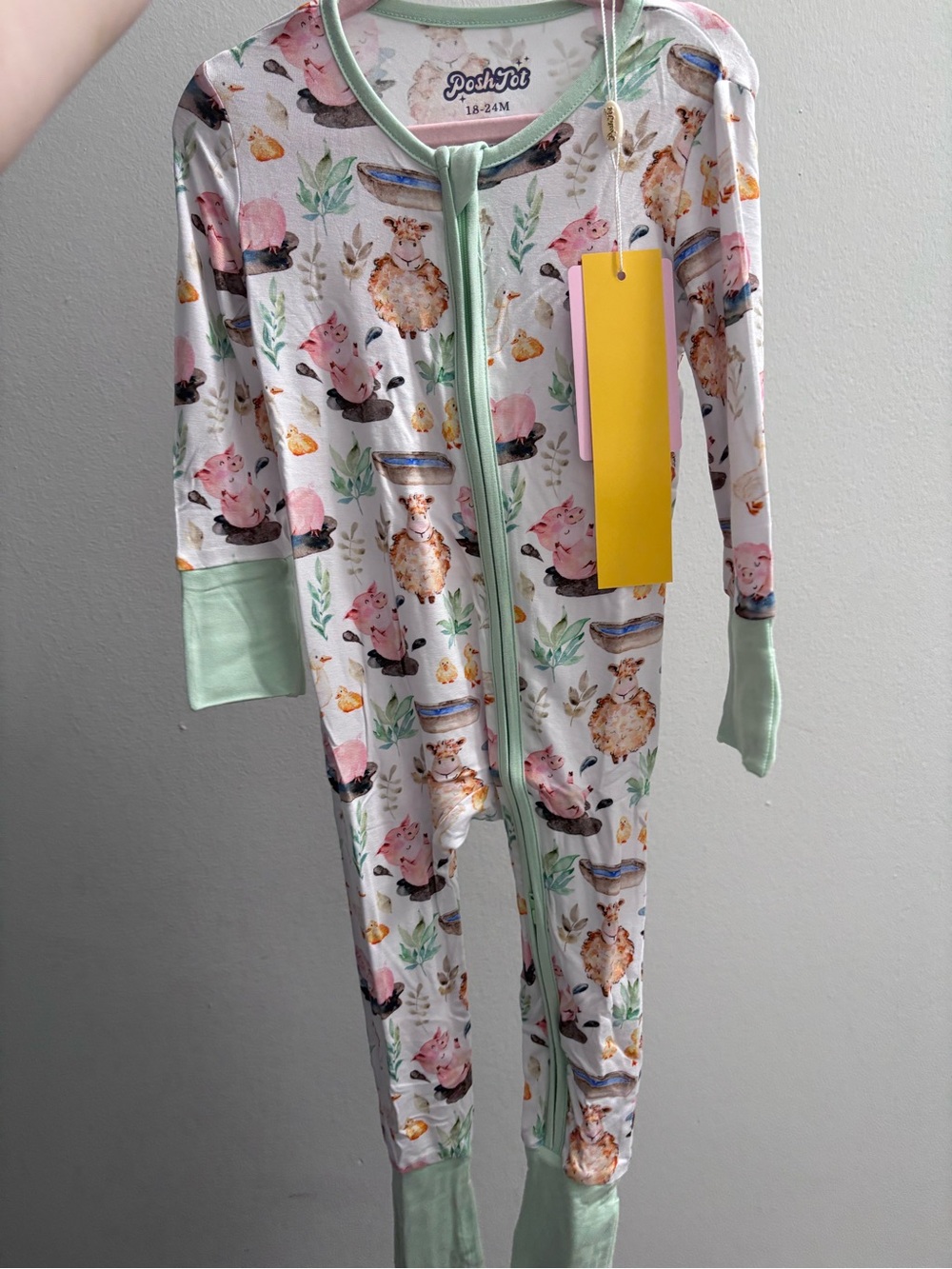 Posh Mint Green Animal-Print Footie